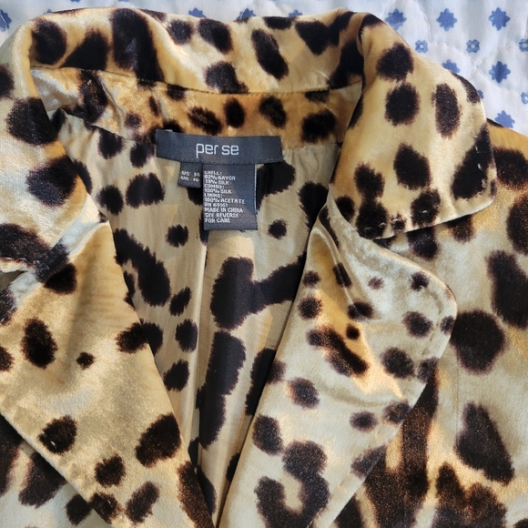 Per Se Velvet Silk Leopard Print Jacket size 16 - Picture 7 of 8